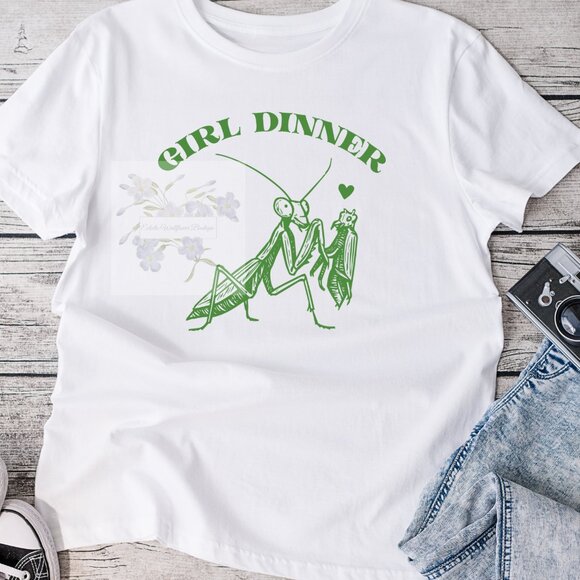 Hand Crafted Tops - Girl Dinner Graphic Tee Shirt